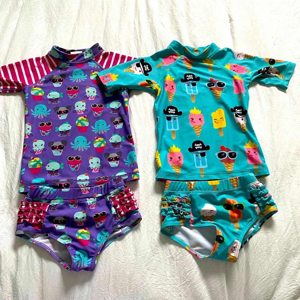 Two girls rash guard swim sets!